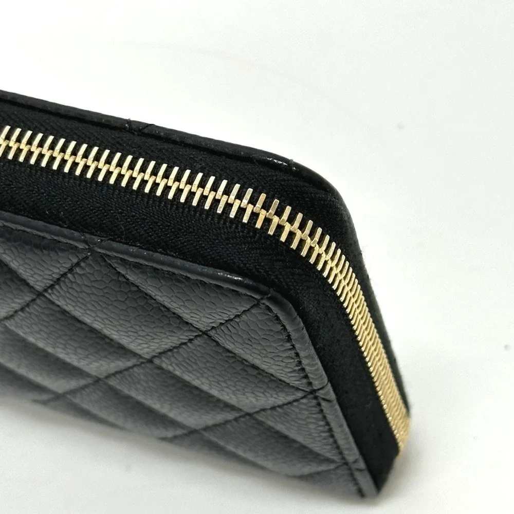 CHANEL Black Caviar Leather Logo Wallet